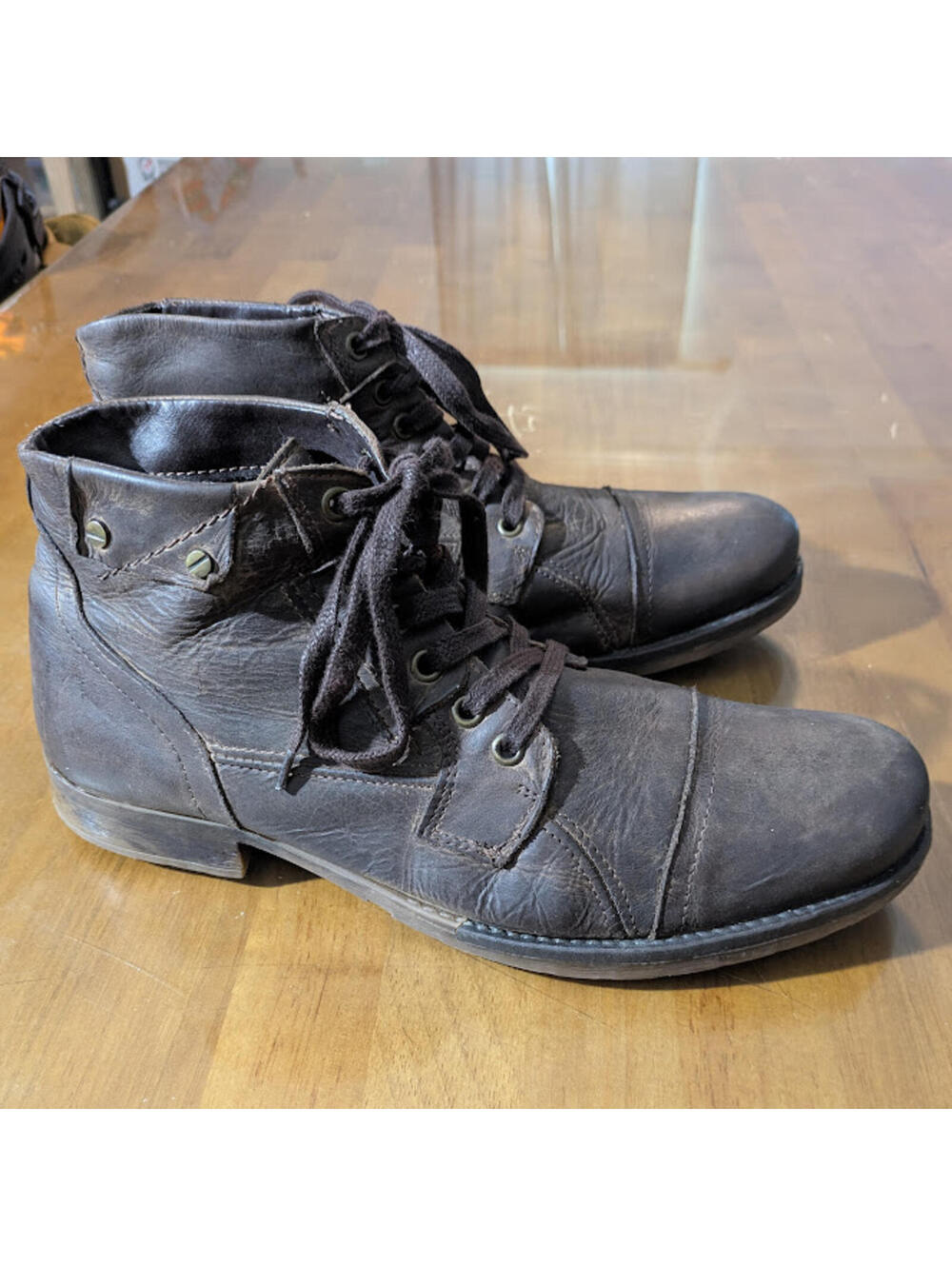 🥾 Bullboxer Cap Toe Rugged Leather Ankle Boots Men's 10 — GUC